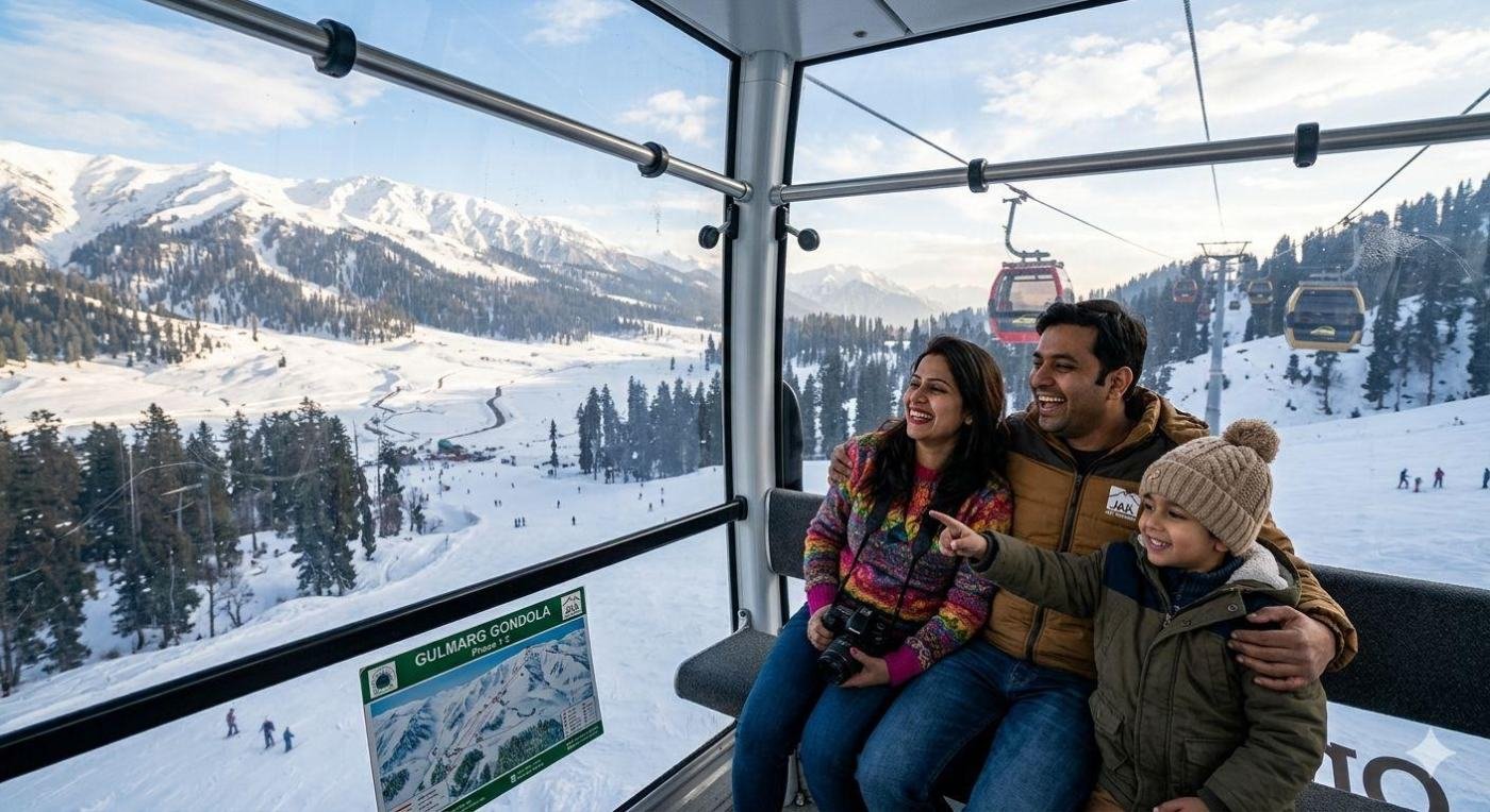 Family in the gulmarg gondola — Kashmir Family Holiday