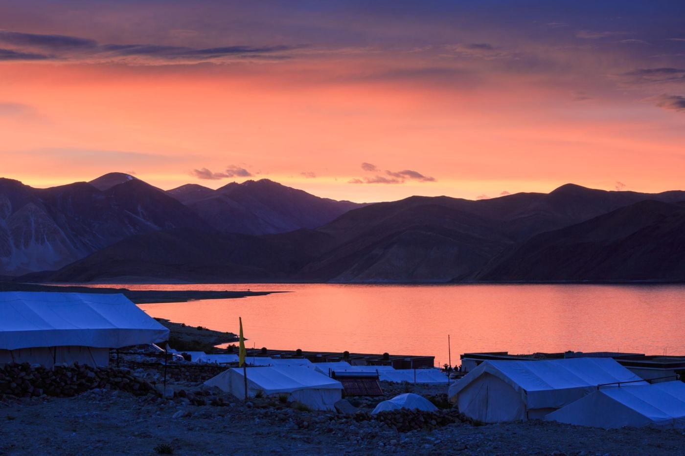 Pangong lake at sunset