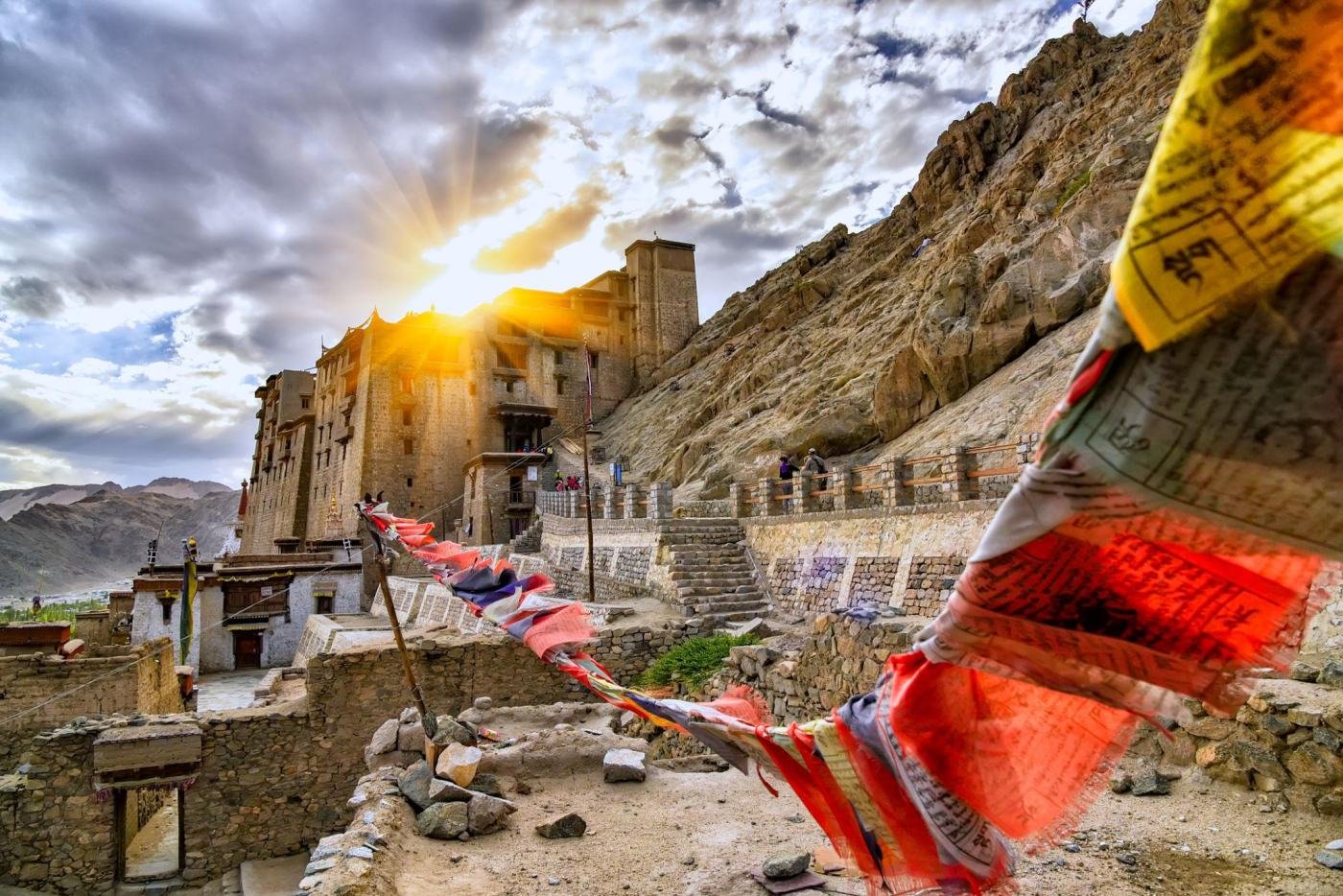 Leh palace and prayer flags