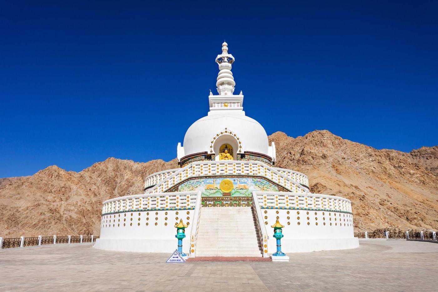 Shanti stupa steps — Leh Ladakh Explorer