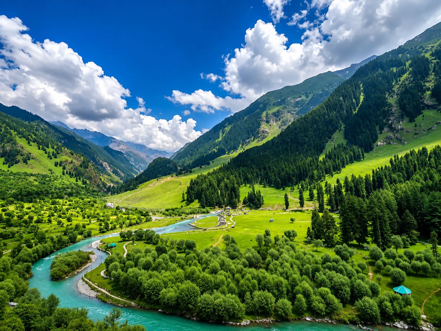 Betaab Valley with the Lidder river near Pahalgam