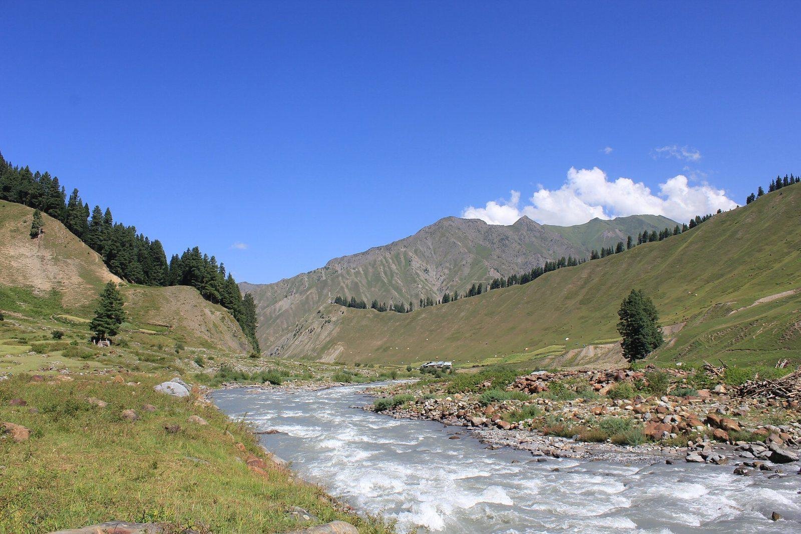 River and green slopes in Gurez Valley