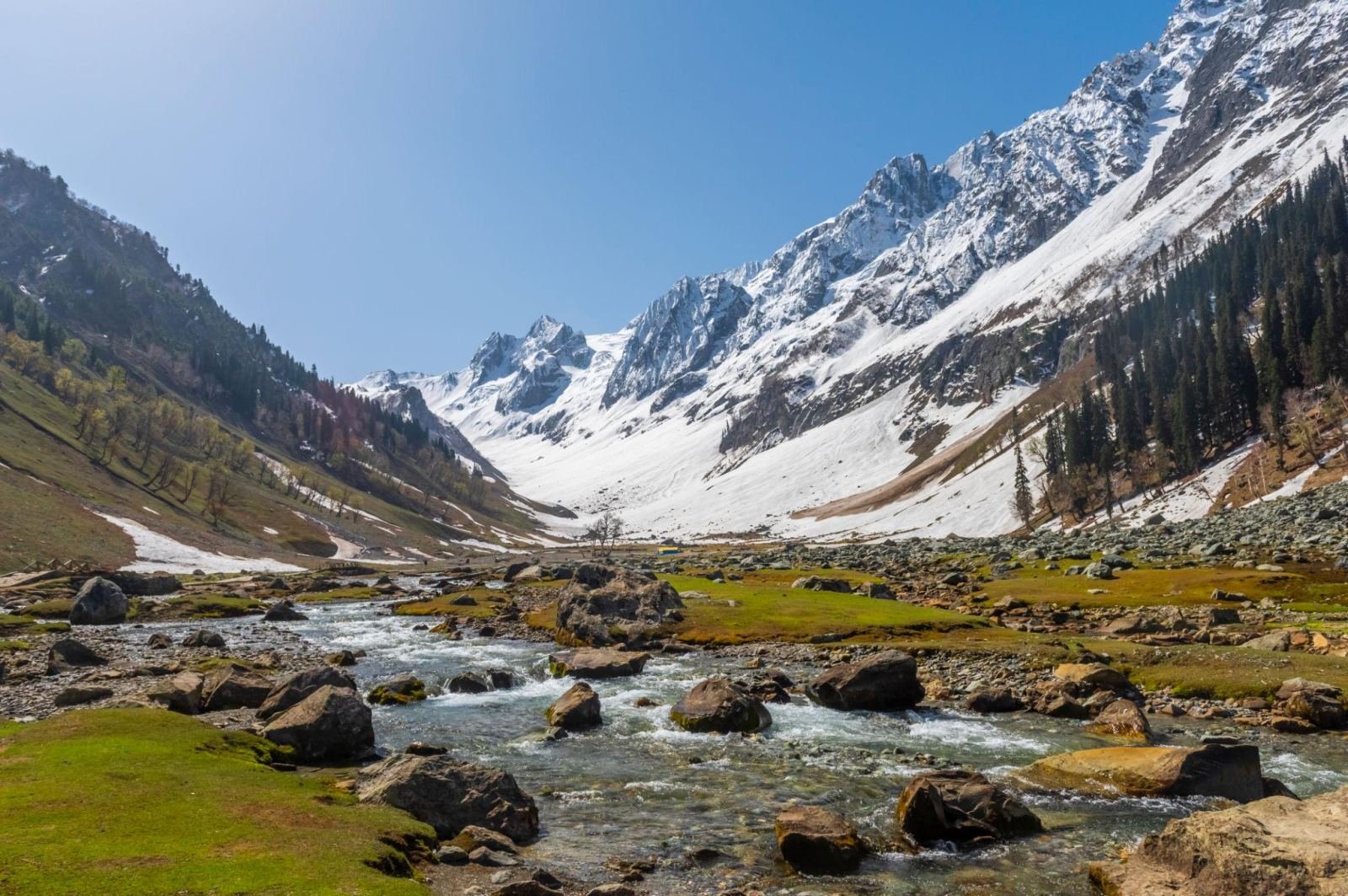 River and snow peaks at Sonamarg