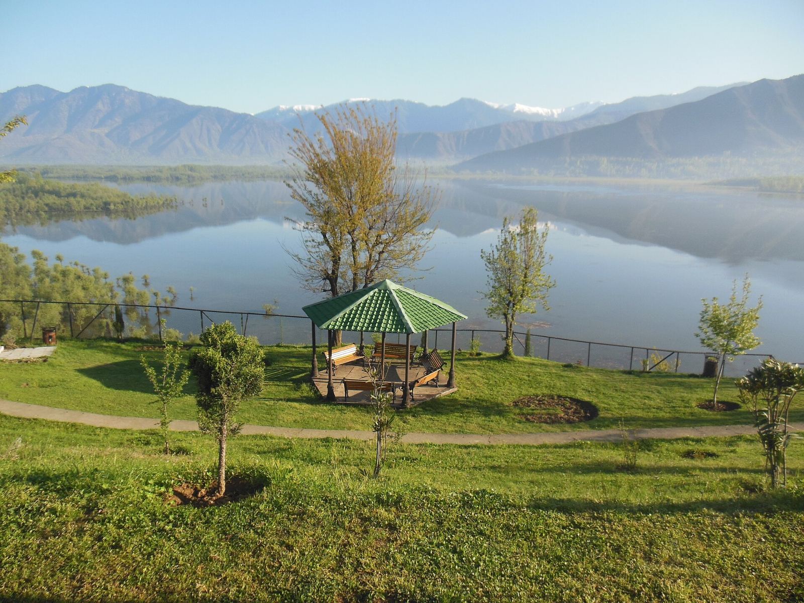 Wular Lake from a lakeside park near Bandipora