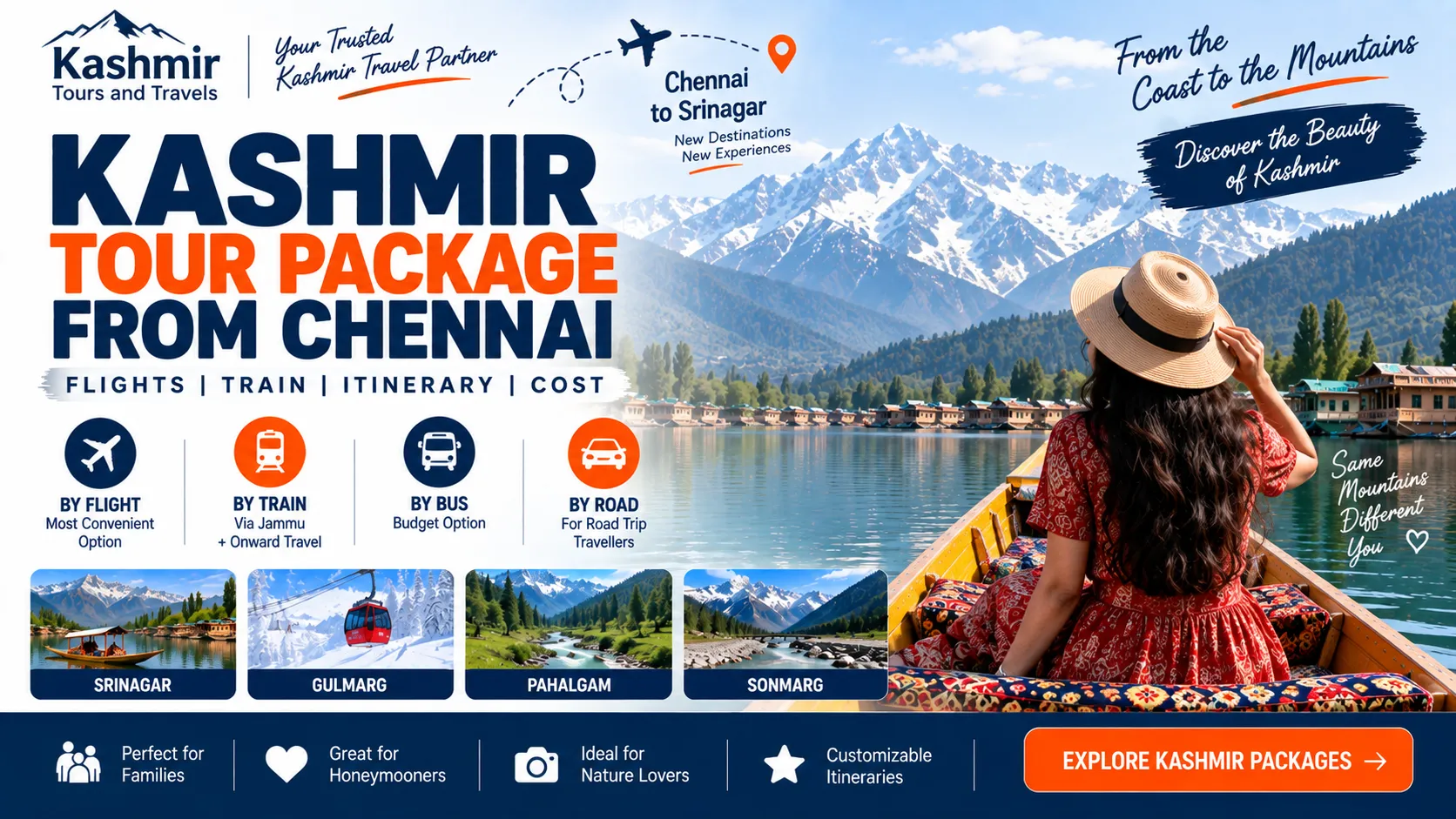 Kashmir Tour Package from Chennai: Flights, Train, Itinerary & Cost
