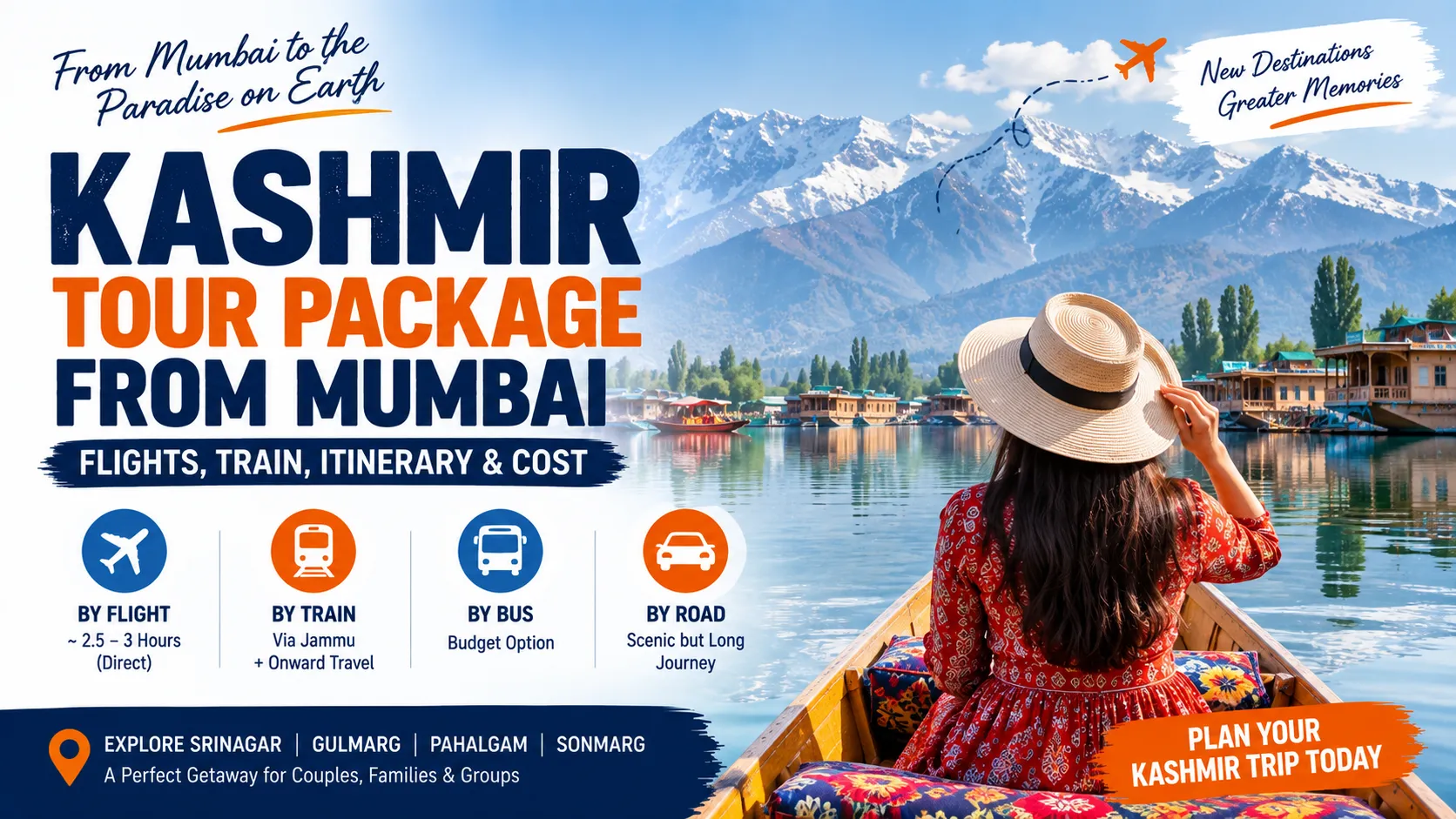 Kashmir Tour Package from Mumbai: Flights, Train, Itinerary & Cost